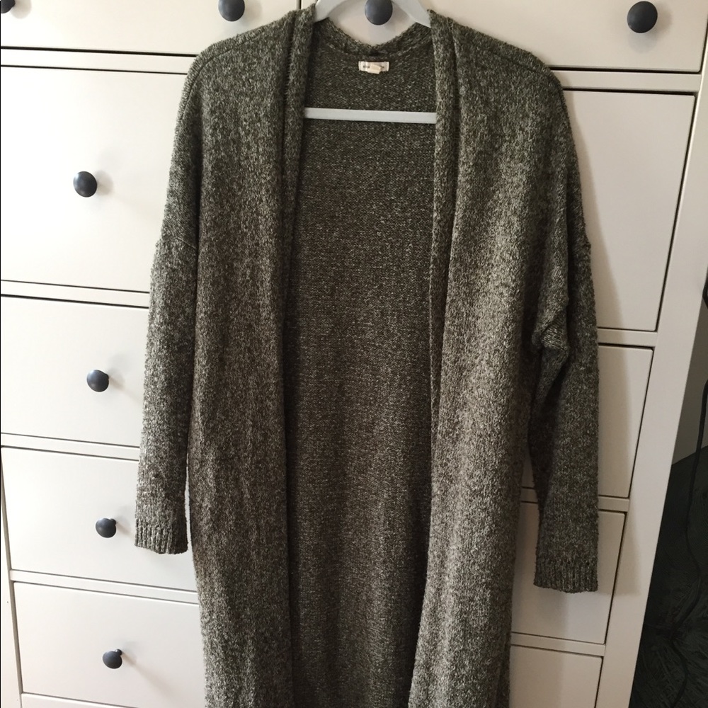 Long olive cardigan